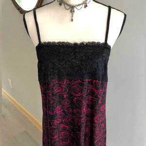 Vintage George Black Lace Chemise Nightgown Size Medium